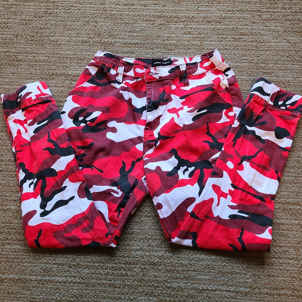 Red camo cargo pants
